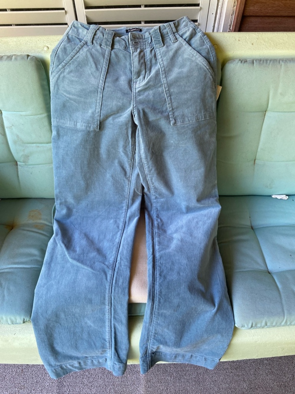 Corduroy Wide Leg Jeans - Blue - Unknown Brand